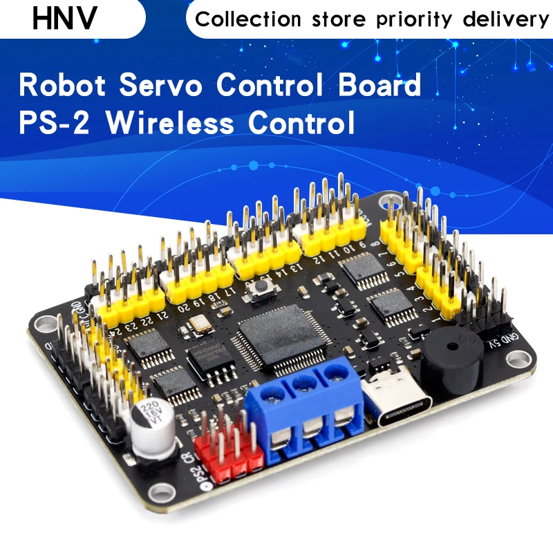 

New Version 32 Channel Robot Servo Control Board Servo Motor Controller PS-2 Wireless Control USB/UART Connection Mode