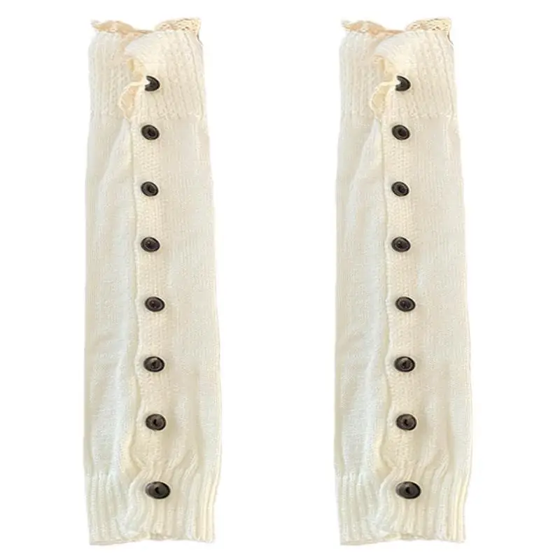 1Pair Harajuku Button Design Leg Warmers Women Girl Knitting Leg Warmer Winter Leg Warmers Foot Socks Ladies Foot Socks