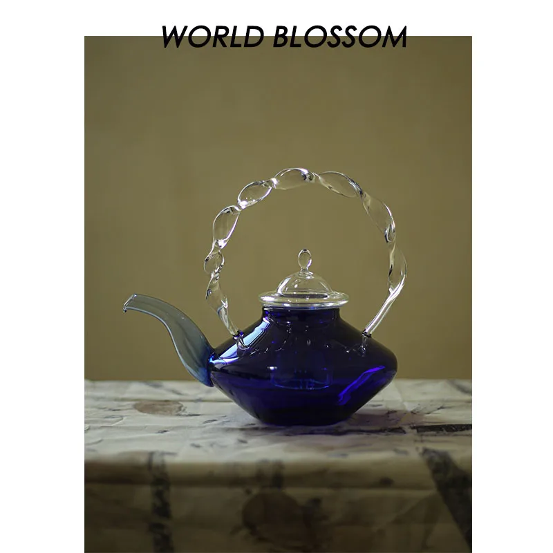 

Кобальтовый синий бытовой чайник из боросиликатного стекла, термостойкий стеклянный набор чайных чашек, искусственные фарфоровые чайные наборы