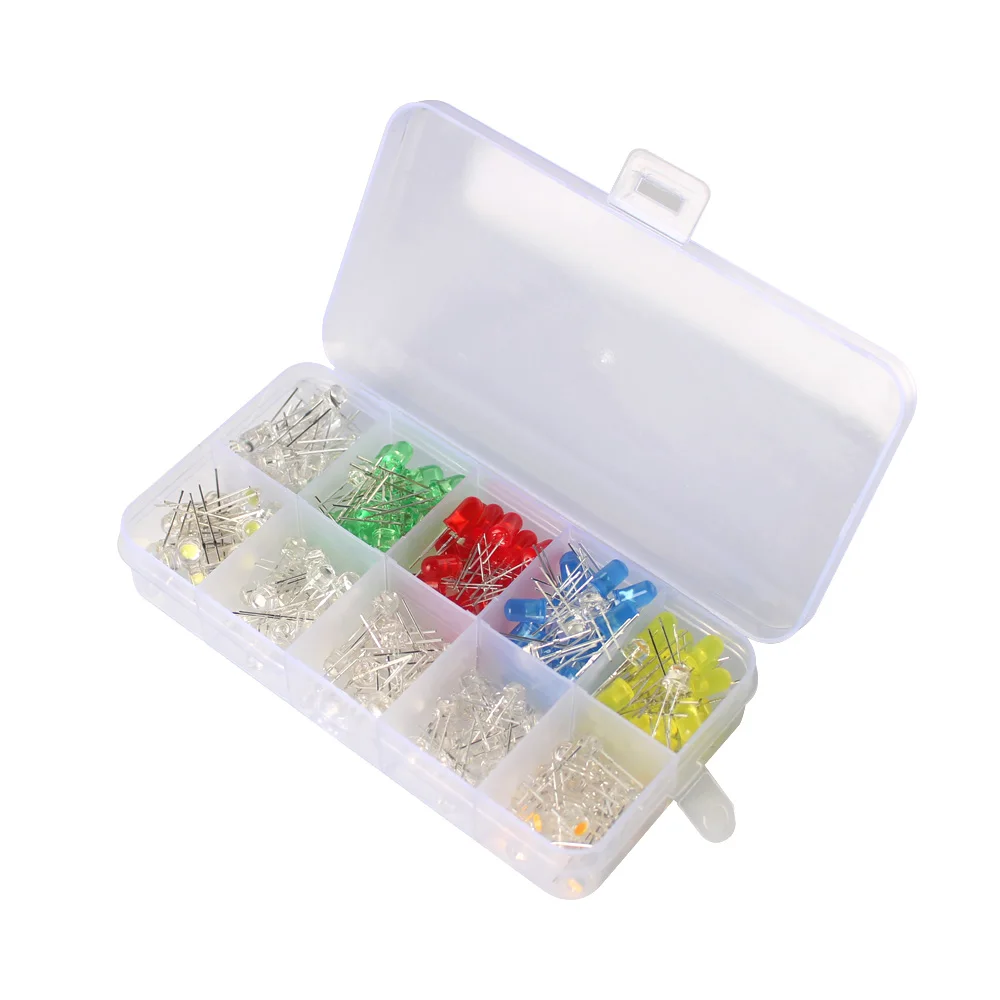 

10 Values 5MM LED Super Bright Straw Hat LEDs Diode Assorted Kit set, F5 Green Red Blue Yellow White led lights diy electronic