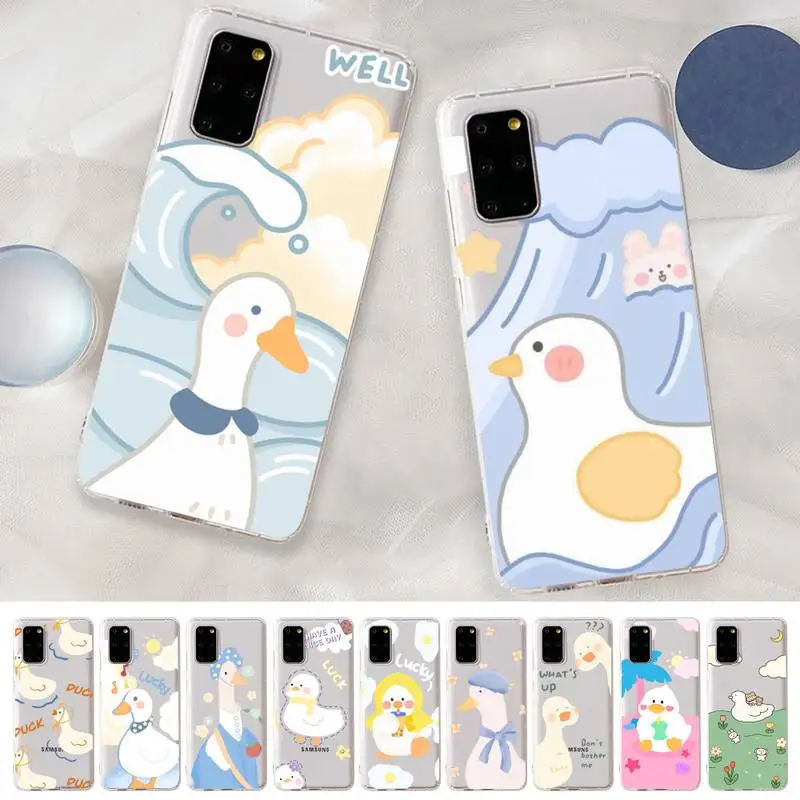 

Cute Duck Phone Case for Samsung A51 A52 A71 A12 for Redmi 7 9 9A for Huawei Honor8X 10i Clear Case