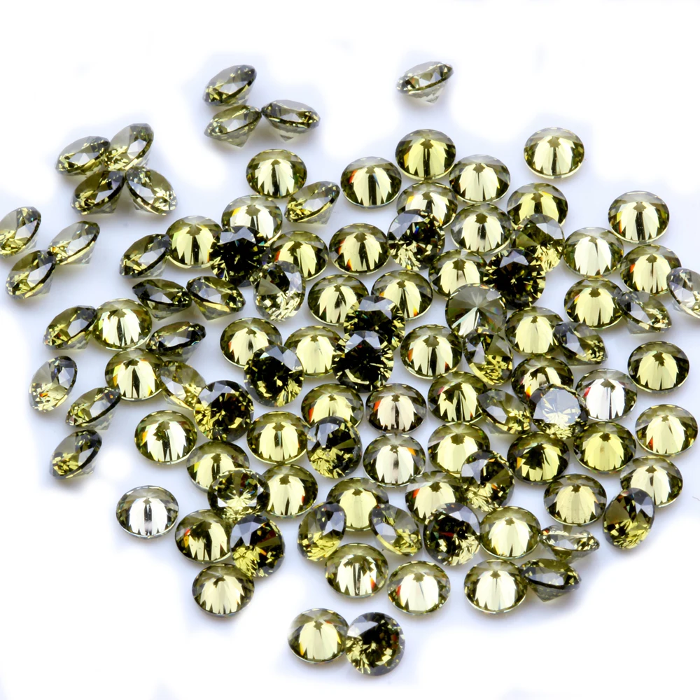 

1000pcs AAAAA+ 0.8-4mm CZ Stone Round Cut Beads Olive Color Cubic Zirconia Synthetic Gems For Jewelry