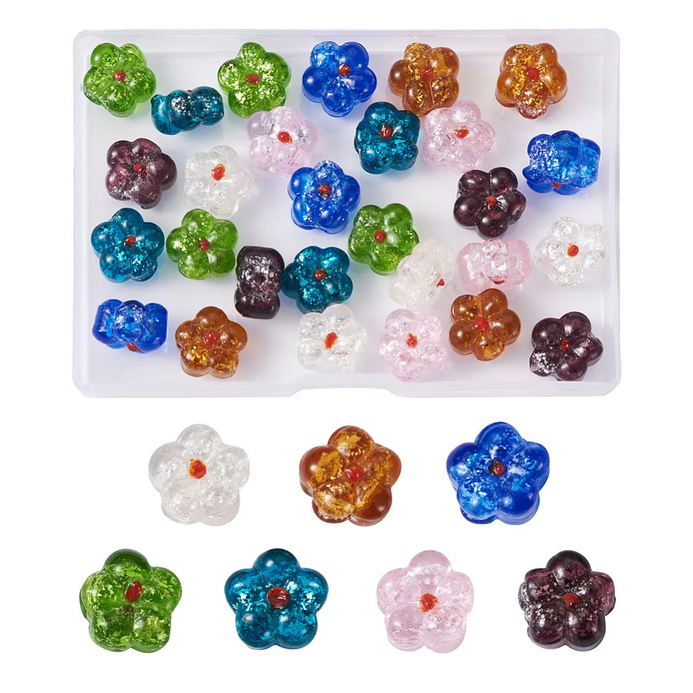 

35pcs Handmade Bumpy Lampwork Beads Colroful Flower Loose Spacer Beads for DIY Bracelet Necklace Jewelry Making Craft Supplies