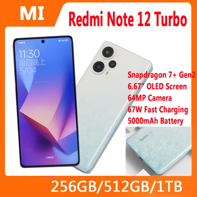 

Global Rom Xiaomi Redmi Note 12 Turbo 5G Smartphone POCO F5 6.67" OLED Snapdragon 7+ Gen 2 5000mAh Battery 67W Fast Charging