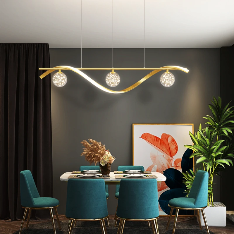 

Modern Minimalist Led Pendant Light Luxury Fashion Glass Ball Dining Room Chandelier Creative Warm Romantic Bar Counter Lamp