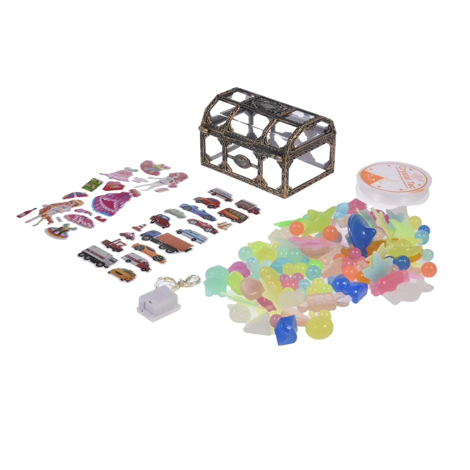 

150g Luminous Stone Diving Gem Toy Acrylic Dive Throw Toy Set With Stickers Unique Treasure Box Diving Toys Set Summer