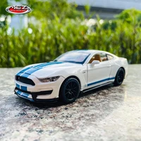 msz 132 ford shelby gt350 white alloy car model childrens toy car die casting with sound and light pull back function