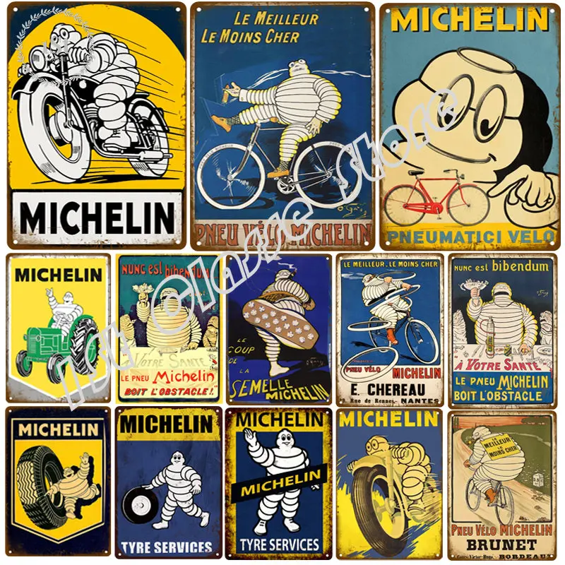 

Tin Sign Tire Brand Car Motorcycle Metal Plate Poster Vintage Shabby Wall Sign Decor Garage Repair Shop Print Tinplate Paintings