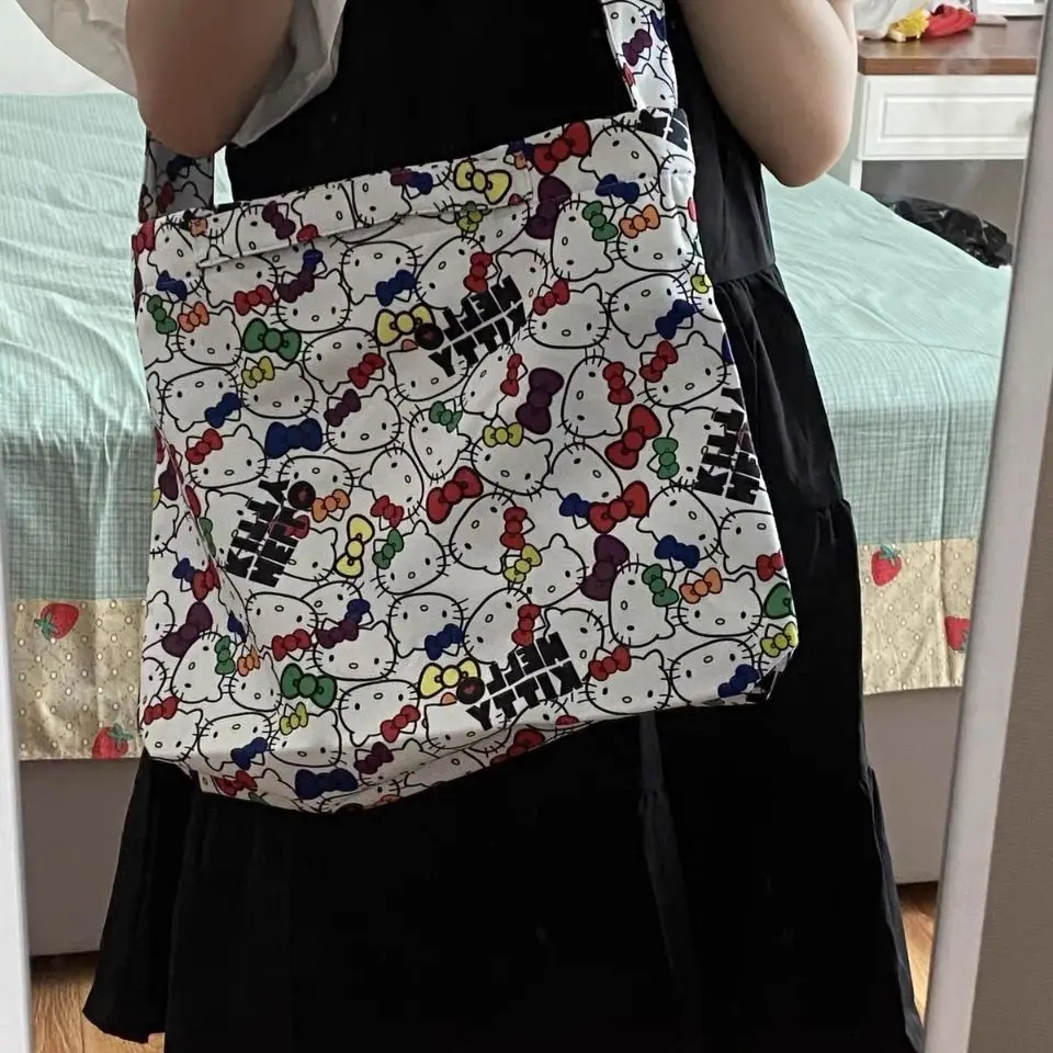 Cute Homemade Childlike Cartoon Hellokitty Girl Large Capacity Crossbody Handbag Graffiti shoulder bag Sanrio cartoon