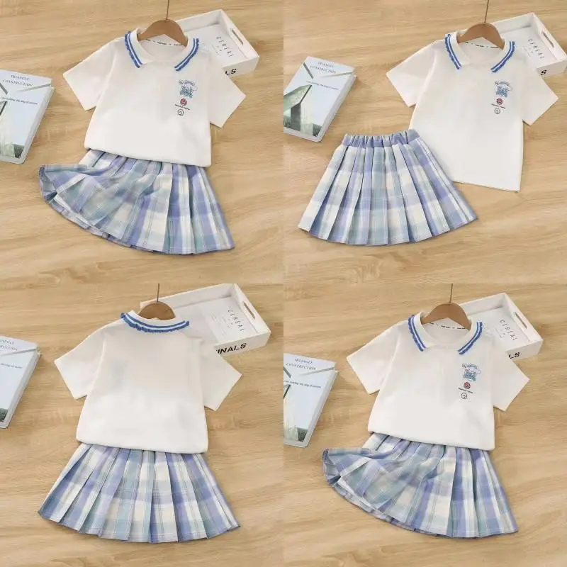 

Kawaii Anime Sanrio Cinnamoroll Girls Jk College Style Clothing Set T-Shirt Cute Cartoon Printed Short Sleeved Top Pleated Skirt