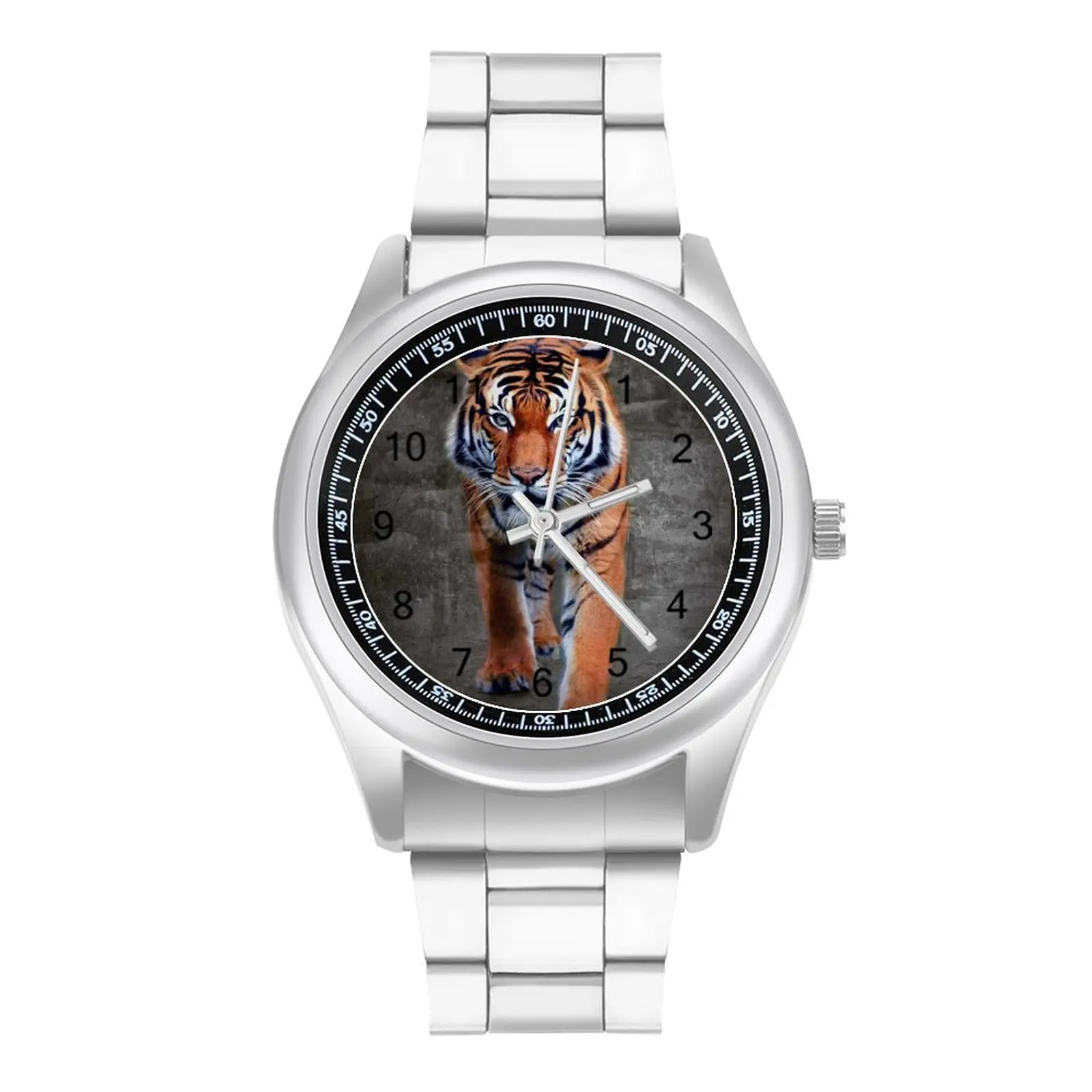 

Prowling Tiger Quartz Watch Animal Fishing Elegant Wrist Watch Steel Photo Wideband Boy Wristwatch