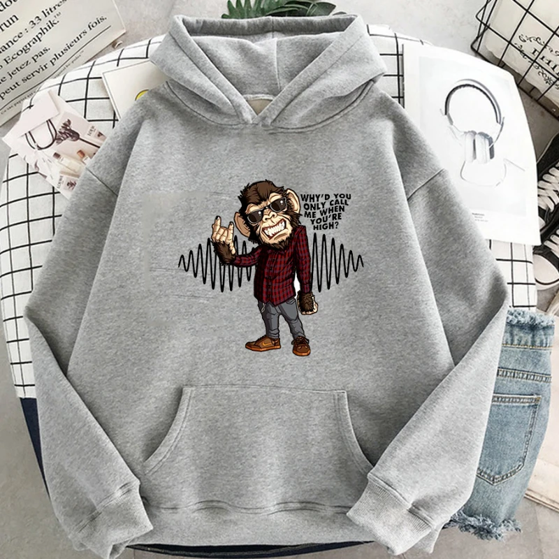 Vintage Arctic Monkeys Sound Wave Printed Hoodies Autumn  Warm Pullovers Female Hip Hop Skateboard Sweatshirts