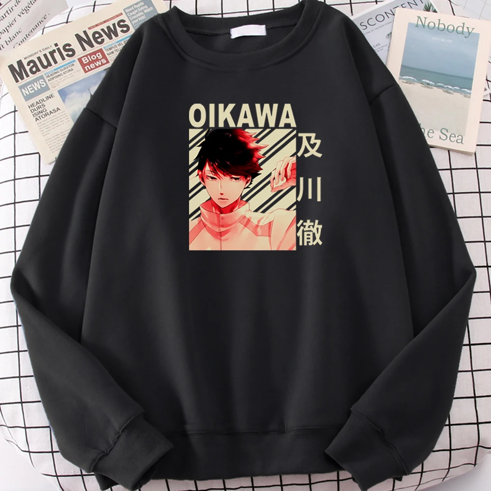 

Anime Haikyuu Oikawa Tooru Print Sweatshirt Men Casual Soft Loose Round Neck Clothe Male Female Japan Manga Hip-Hop Street Tops