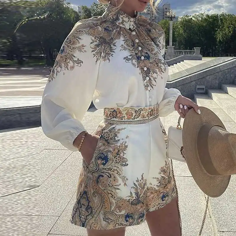 

Комплект из двух предметов Женский, винтажная рубашка с принтом и шорты, Повседневная облегающая одежда в стиле Харадзюку