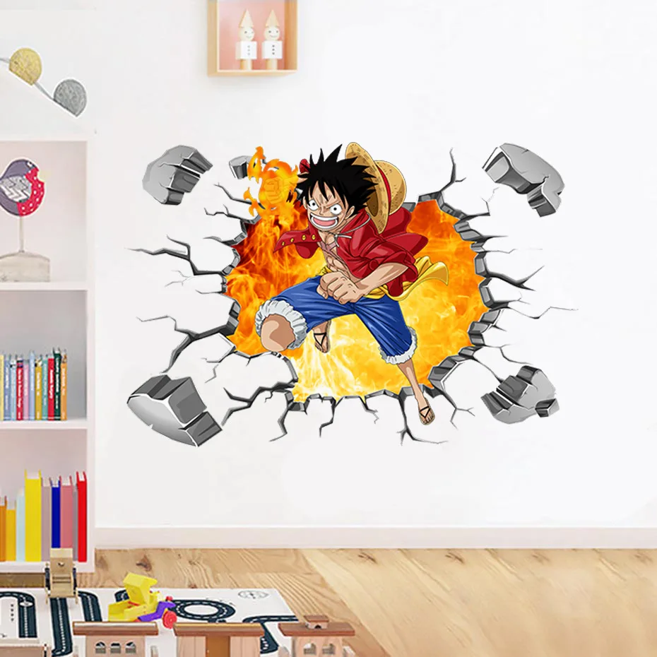 Цельные обои с изображением Луффи мультяшные 3D сломанные настенные горячий