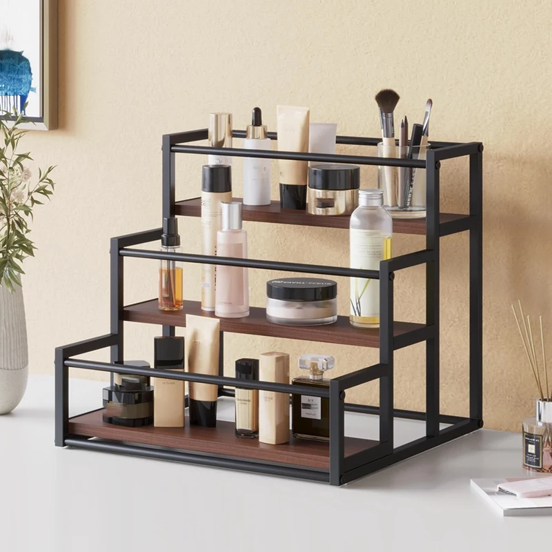 Фото Стеллаж для кофейных сиропов, 3-ярусная полка для хранения, винная полка, кухонная полка для приправ - A09G №4