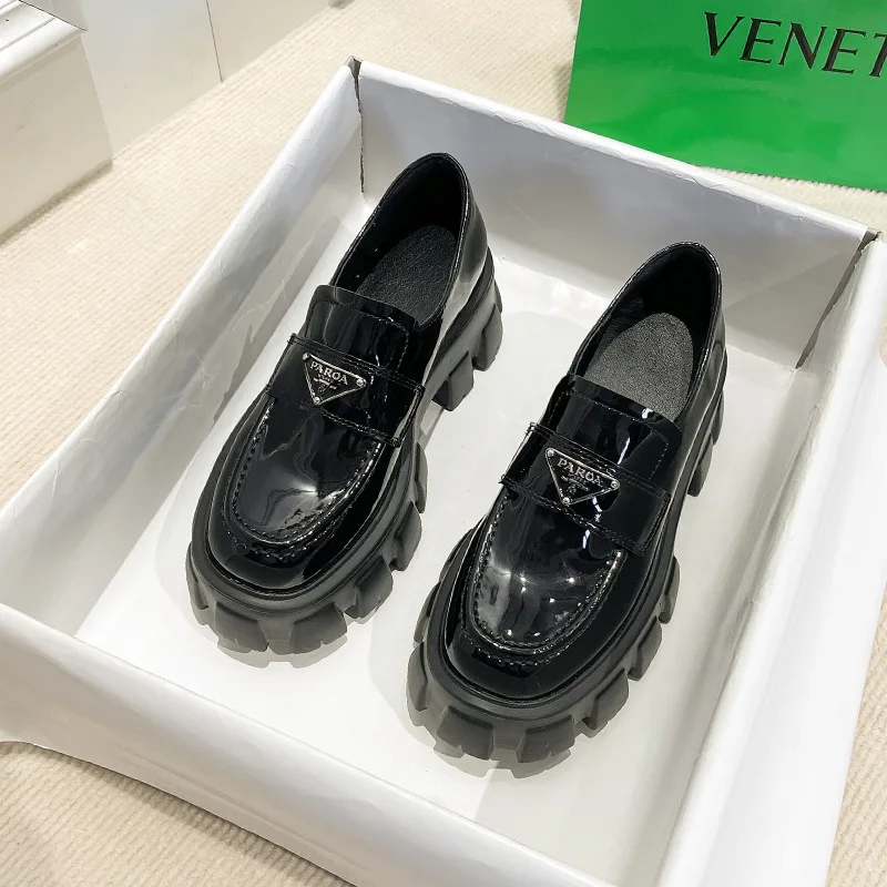 

Women's shoes 2022 spring and autumn British style punk platform shoes slip-on loafers fashion small leather shoes women