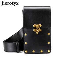 jierotyx retro waist belt leather bag for women knight pirate coplay female purse pouch thigh hip punk rock style good quality