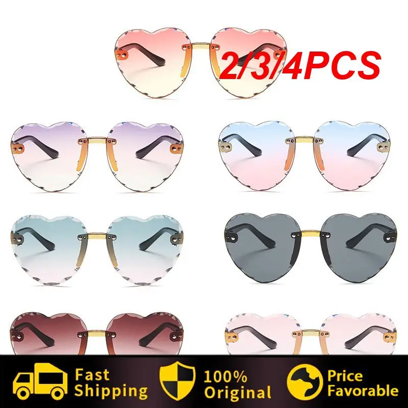 

2/3/4PCS Fashion Heart Kids Sunglasses Retro Rimless Glasses Brand Designer Sun Glasses Girls Boys Baby Sunglasses UV400 Eyewear