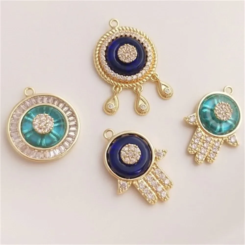 14-каратное золото инкрустированный цирконием синяя глазурь подвеска в виде Türkiye