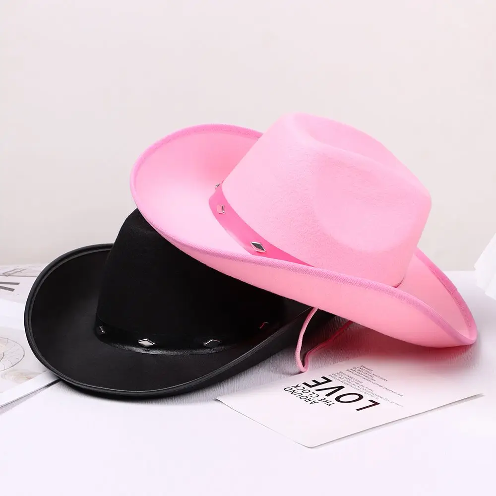 

New All-match Fancy Dress Polyester Studded Cowboy Hat Wild West Cap Western Cowgirl