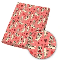 valentines day polyester cotton fabric heart love cute animal printed cloth sheet diy dress supplies handmade mask 45145cm 1pc