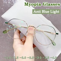 women round myopia glasses men retro metal frame glasses anti blue light nearsighted eyewear %d0%be%d1%87%d0%ba%d0%b8 1 0 1 5 to 6 0
