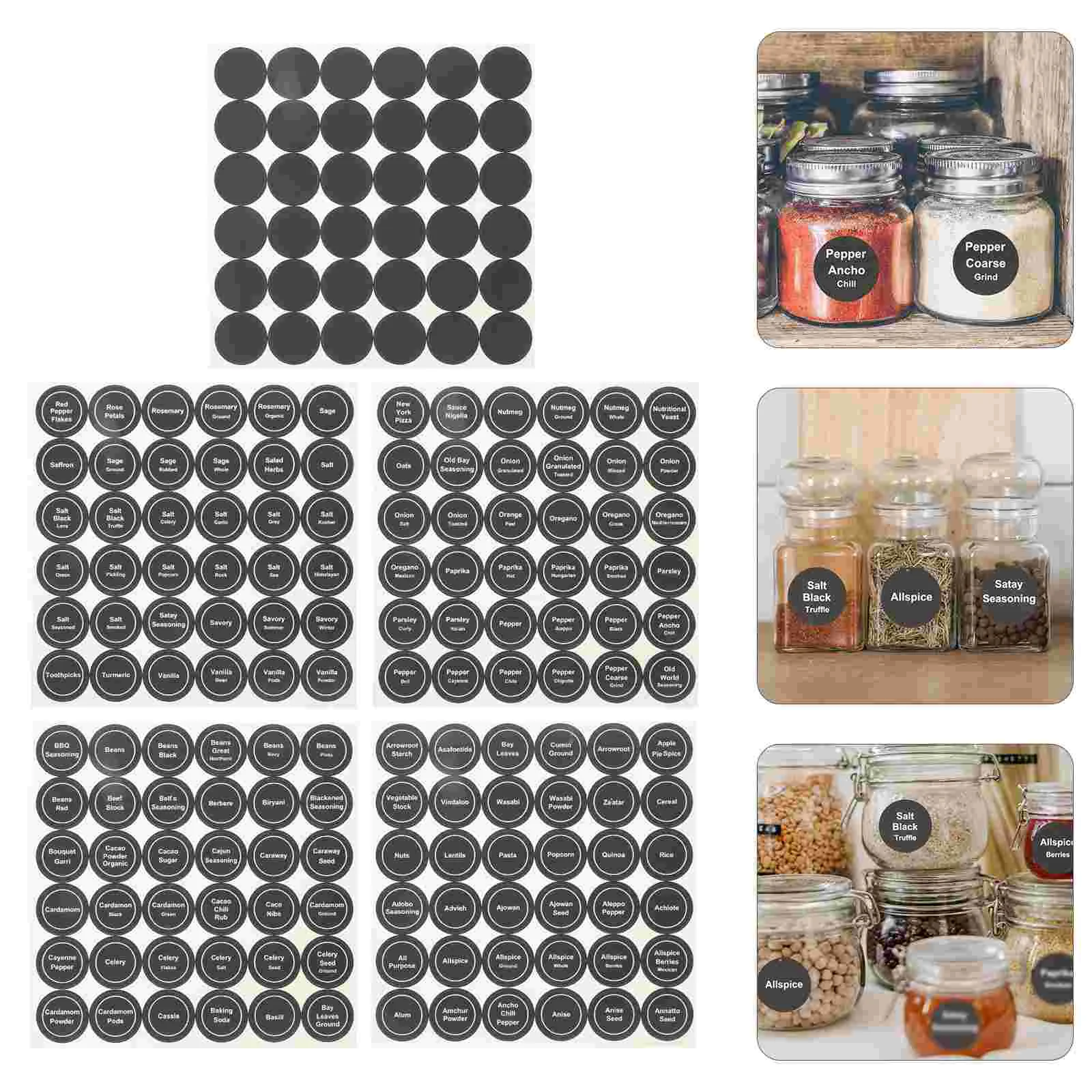 

20Pcs Kitchen Jar Labels Preprinted Seasoning Bottle Stickers Condiment Marker Ingredients Name Label for Kitchen Organization