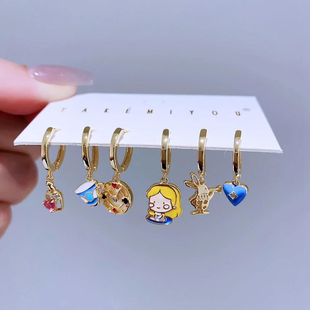 MIGGA 6 шт. романтический мультяшный кулон серьги-кольца комплект для женщин и