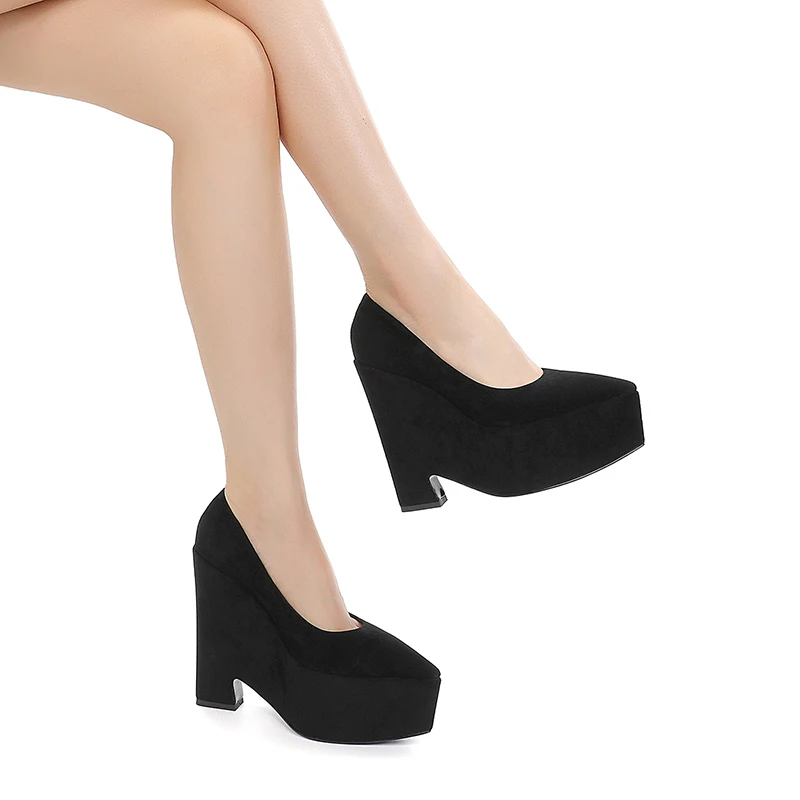 Women's High Heels Retro Single Shoe Waterproof Platform Super Thick Heel Design Pointed Shallow Cut Mary Jane Women's Shoes