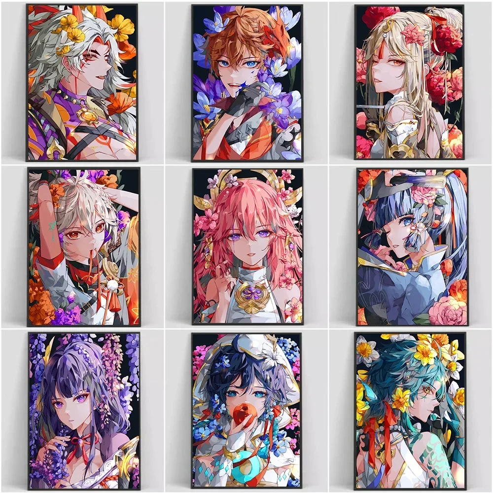 Аниме девушка Розария цветок игра постер холст картина Детская комната