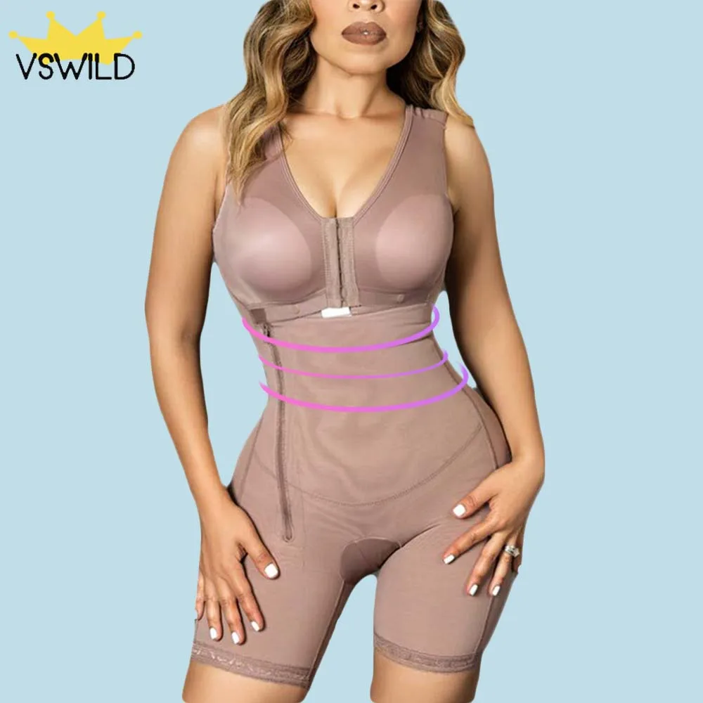 Корсет Full Body Shapewear V Neck Girdle With Sleeveless Bras With Hooks Slimming Bodysuit Shaper Sexy Flat Belly Skims Lingerie