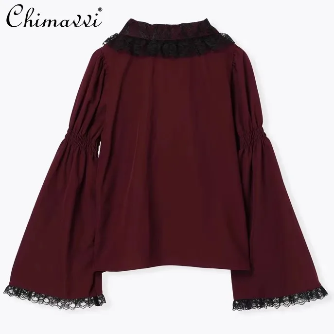 Кружевная рубашка Ji с рукавами и бантом в японском стиле больших сердец Новинка