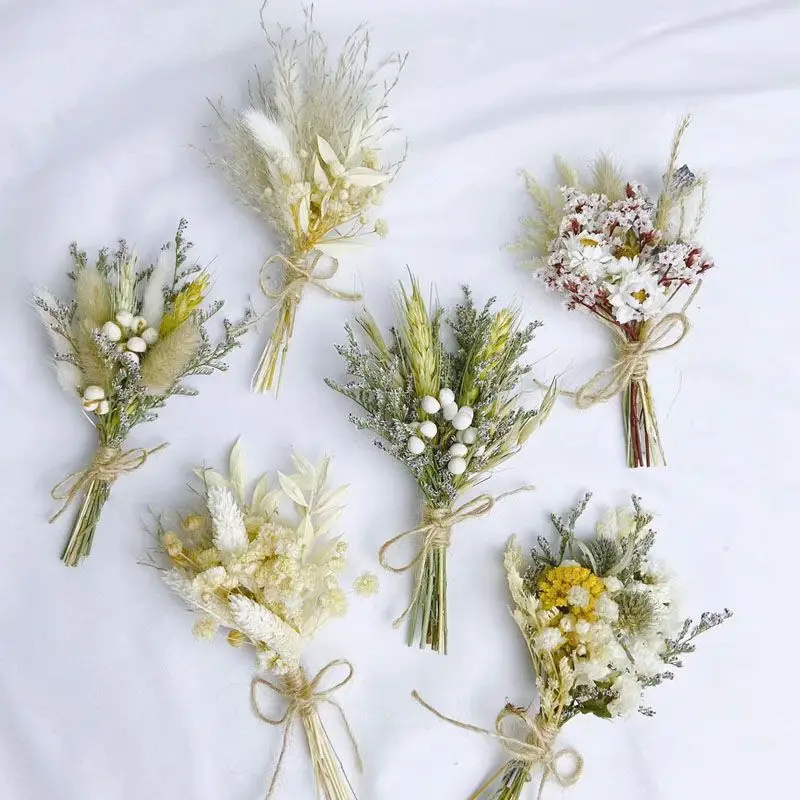 

6PCS/Set Mini Dried Flowers Pampas Bunny Tails Bouquet Boho Wedding Arrangement Table Decoration Letterbox Gift Wedding Corsage