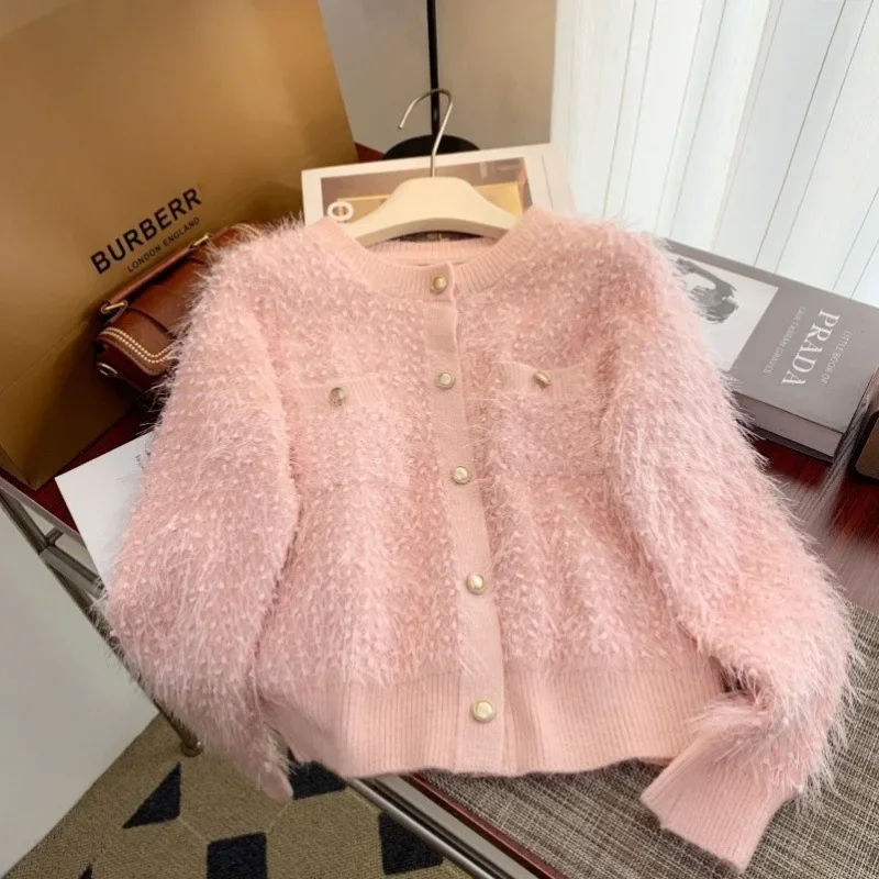 2024 весенне-осенний вязаный кардиган женская куртка нечеткая элитный элегантный