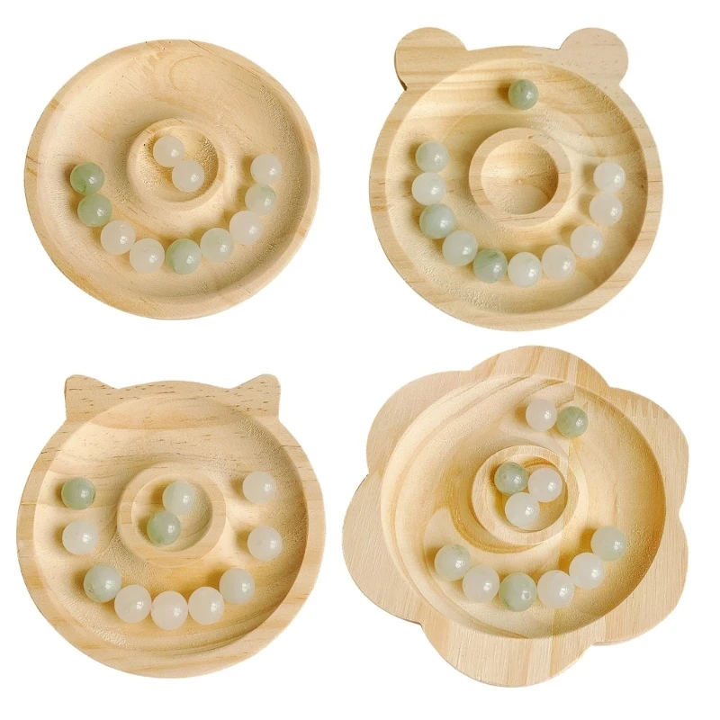 

Y1UB Natural Wood Board Plate Beading Tray Jewelry Measuring Tools Craft Gift