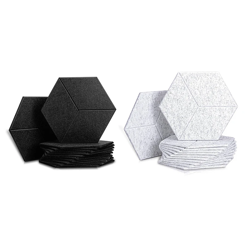 

24 Pcs Acoustic Foam Panel Hexagon Acoustic Panels For Acoustic Treatment,Beveled Edge Tiles For Echo Bass Insulation