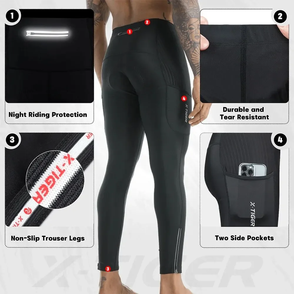 X-tiger Мужские Зимние Велосипедные Брюки С Задним Карманом 5d Гелевая Подкладка