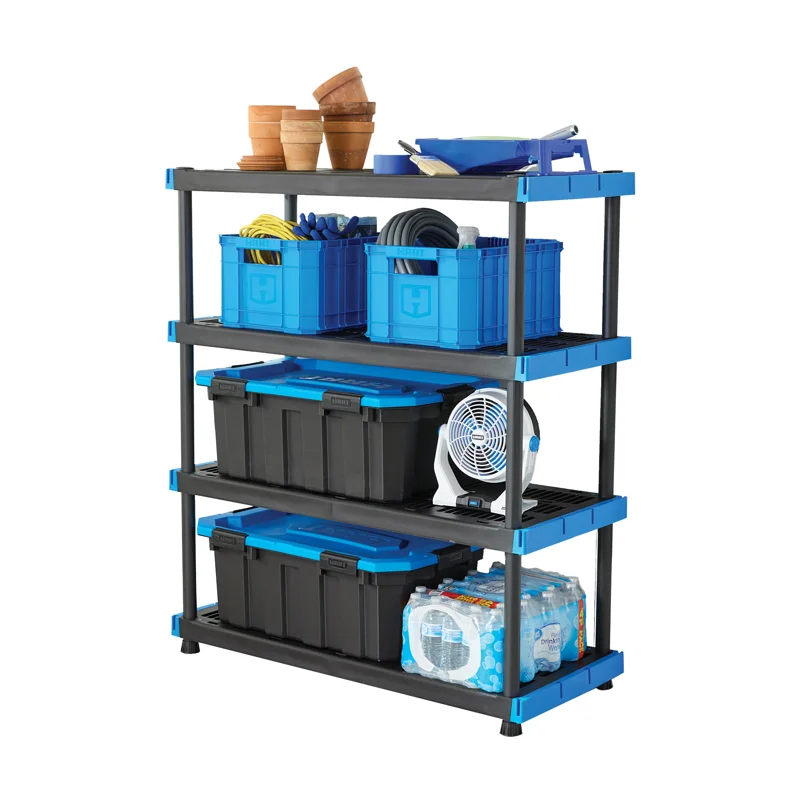 

Chic & Sturdy Black Tier 20" x 48" Interlocking Plastic Shelving Unit - Perfect Storage Solution!