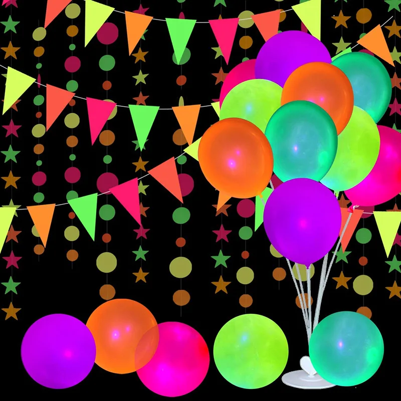 

12-дюймовые УФ-флуоресцентные воздушные шары, флуоресцентные шары, принадлежности для вечевечерние НКИ, баннер, воздушный шар для светвечер...