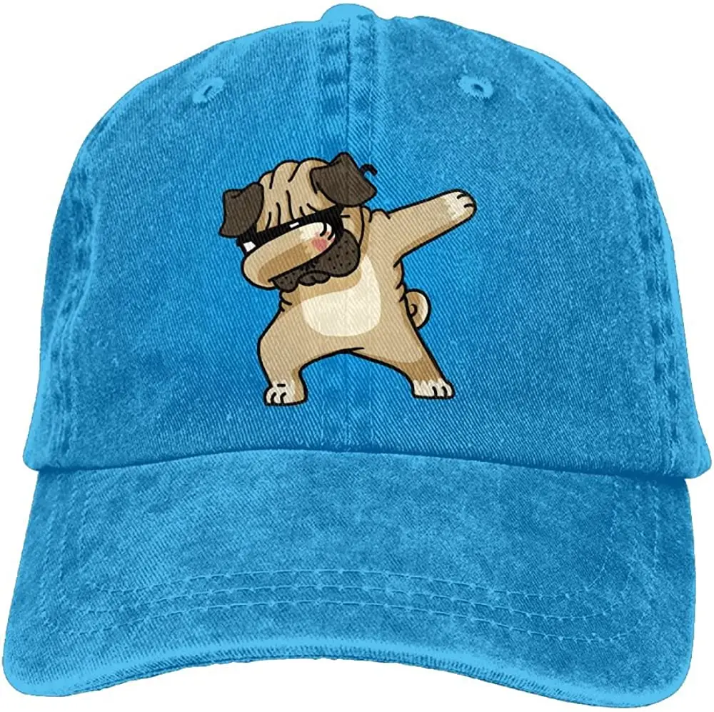

Dabbing Sunglasses Pug Dog Pet Denim Adjustable Baseball Caps for Mens Womens Hip Hop Trucker Hats Snapback
