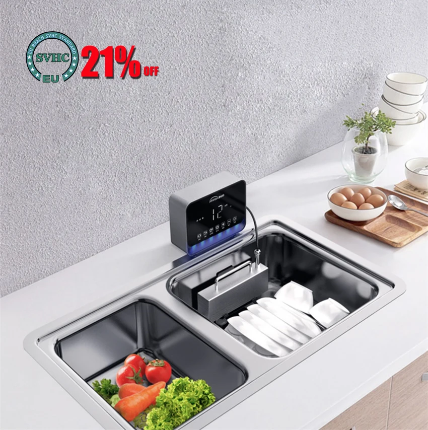 

Household Ultrasonic Dishwasher 40000HZ Water Tank Type Mini Fruit Washer Automatic Dishwashing Machine Without Installation
