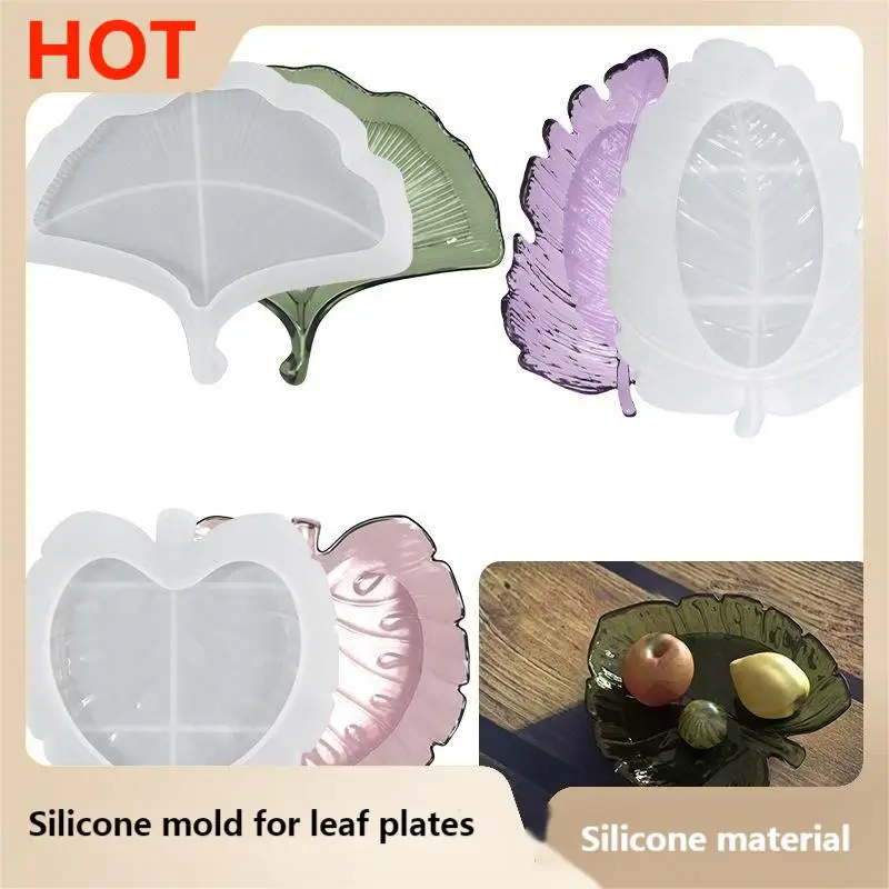 

DIY Handmade Gypsum Dropping Glue Leaf Shape Storage Tray Decoration Ginkgo Leaf Silicone Crystal Resin Plate Shape Mold