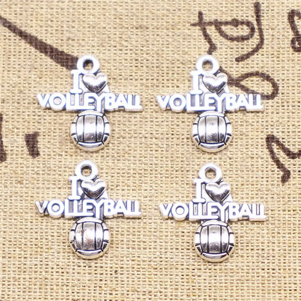 

I Love Volleyball Diy Bracelet Charms Woman Pendant Craft Diy 21X20mm Antique Silver Color 10 Pieces