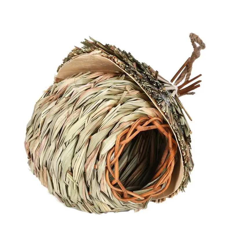 

Outdoor Hummingbird House Hand Woven Straw Rope Bird Nest Small Hangable Roosting Pocket for Garden Window Patio Home Decoration