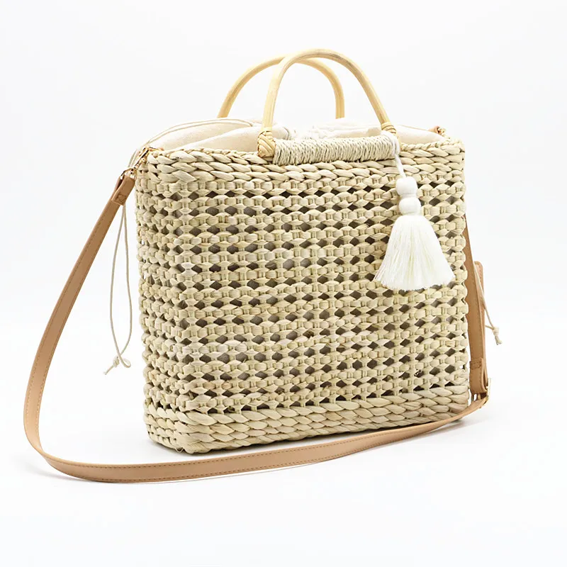 

REREKAXI Handmade Women Shoulder Bag Bohemian Summer Beach Bags Straw Woven Female Handbag Messenger Crossbody Bags Tassel Tote