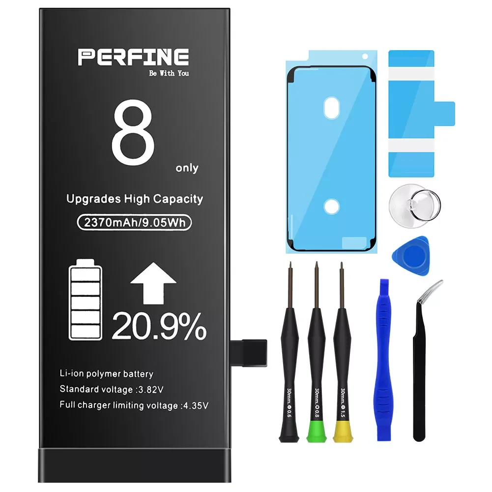 

NEW2022 Perfine i8 Battery 2370mAh 0 cycle Li-Polymer Built-in Battery for Iphone8 A1863 A1905 A1906 with Phone Repair ToolKit
