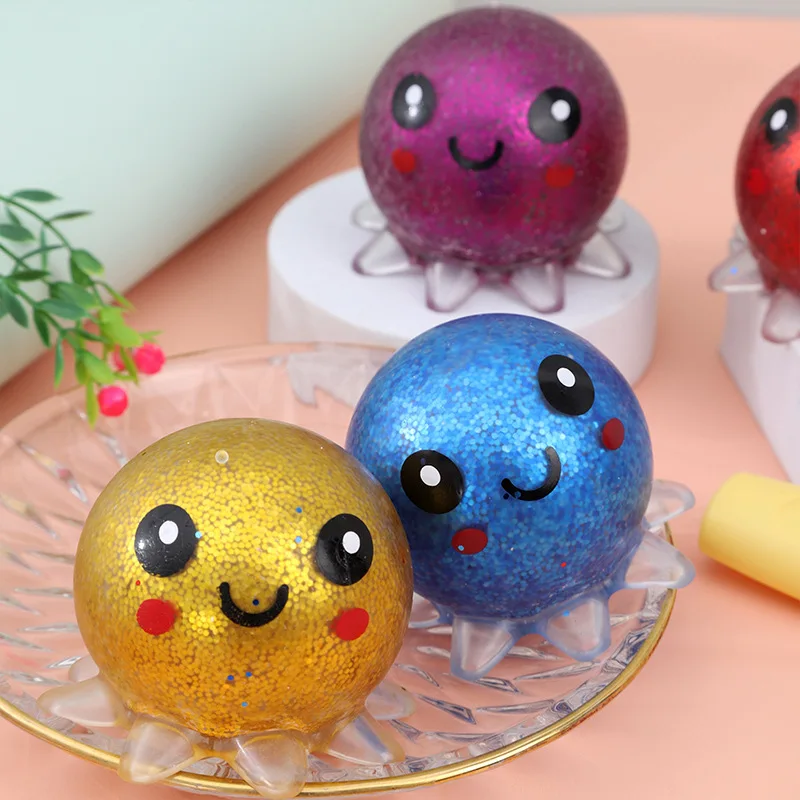 

Flashing Foam Glitter Octopus Squeeze Ball Stress Relief Toy Fidget Toys for Student Kids Adults Decompression Gift