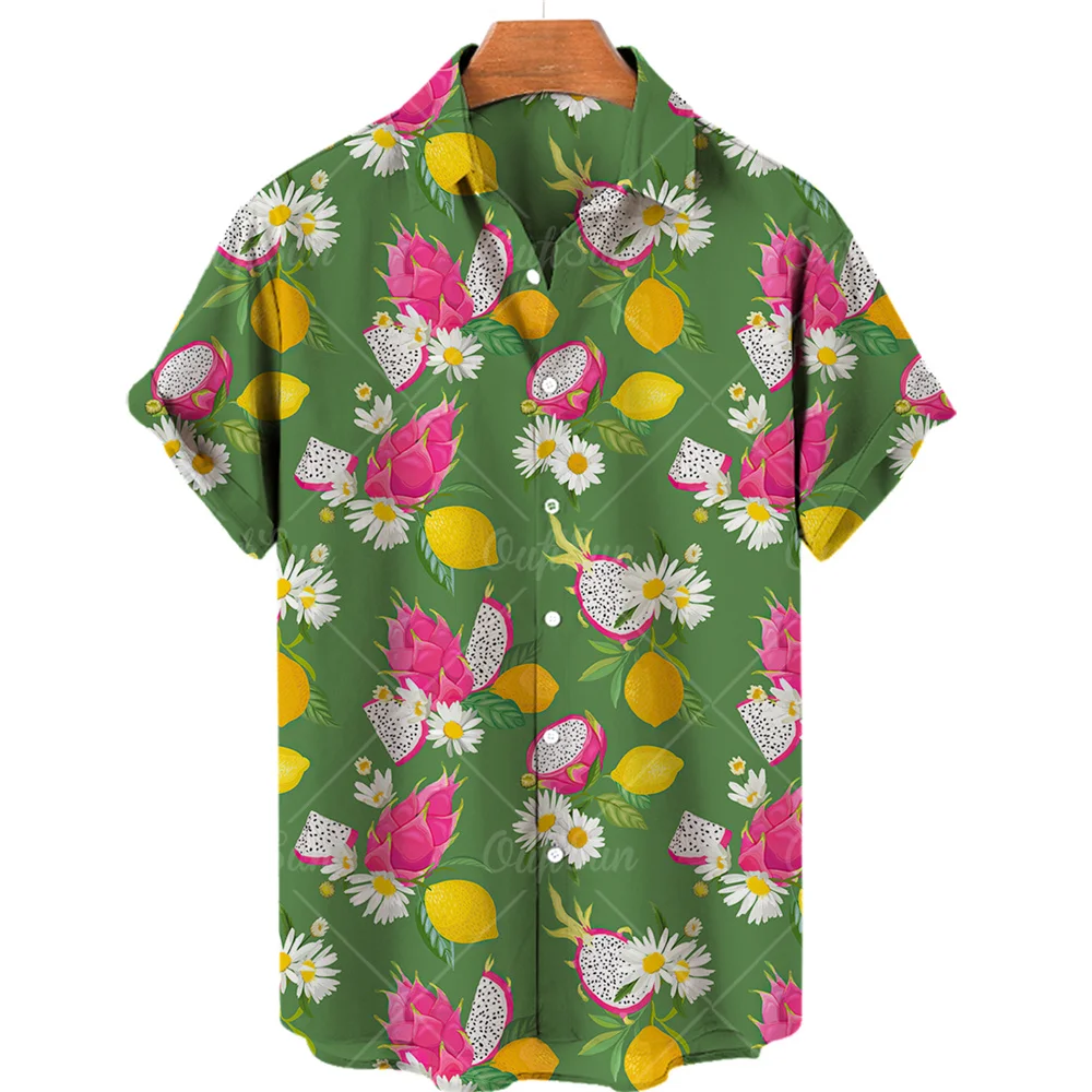 

2022 Summer Fashion Men's Hawaiian Shirt Print Short Sleeve Large Size Hawaiian Floral Beach Floral Pattern