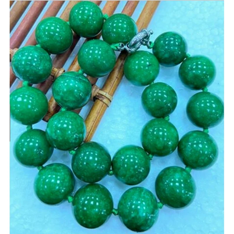 

Huge 18mm Green Jade Gemstone Round Beads Necklace 18-36inches AAA